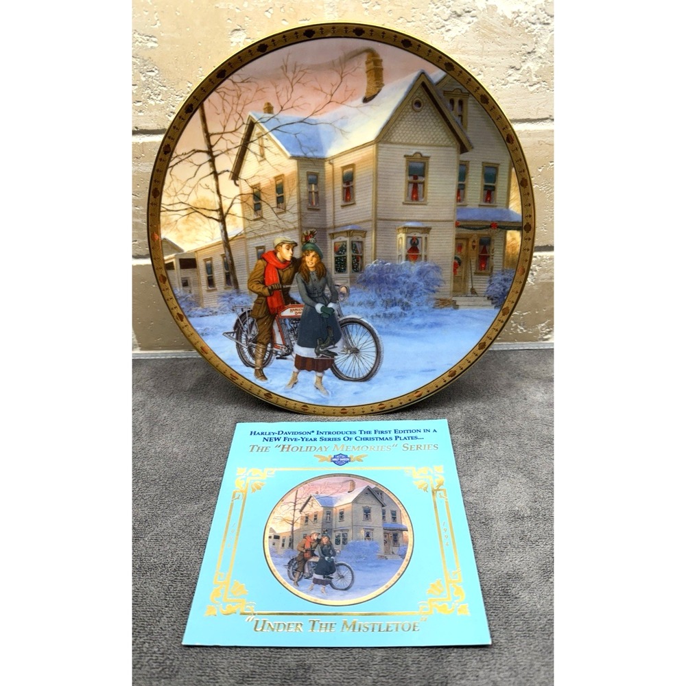 Harley Davidson‎ Christmas Collectors Plate 1994 Under the Mistletoe Limited Ed.